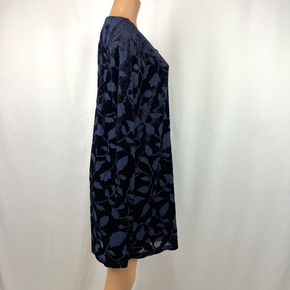 AMANDA SMITH Shift Dress 10 Navy Floral Burnout Velvet Square Neck Long Sleeve - Picture 3 of 11